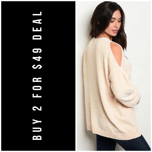 143rd Style Haus Sweaters - ❄️CREAM CHENILLE COLD SHOULDER SWEATER